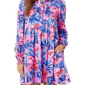 Lilly Pulitzer Multi Arlie Long Sleeve Pink and Blue Floral Print Dress